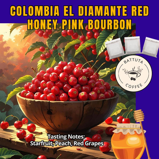 (Battuta Coffee)Colombia El Diamante Red Honey ‘117’ Pink Bourbon - 100% Arabica