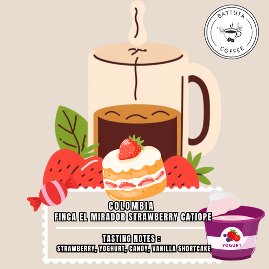 [Battuta Coffee] Colombia Finca El Mirador Strawberry Catiope Coffee – 100% Arabica