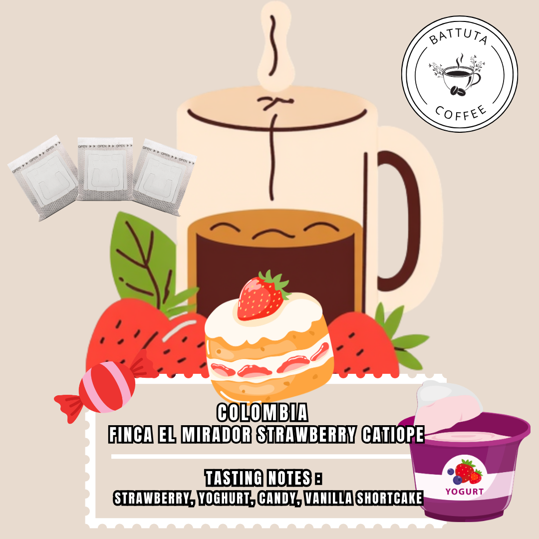 [Battuta Coffee] Colombia Finca El Mirador Strawberry Catiope Coffee – 100% Arabica