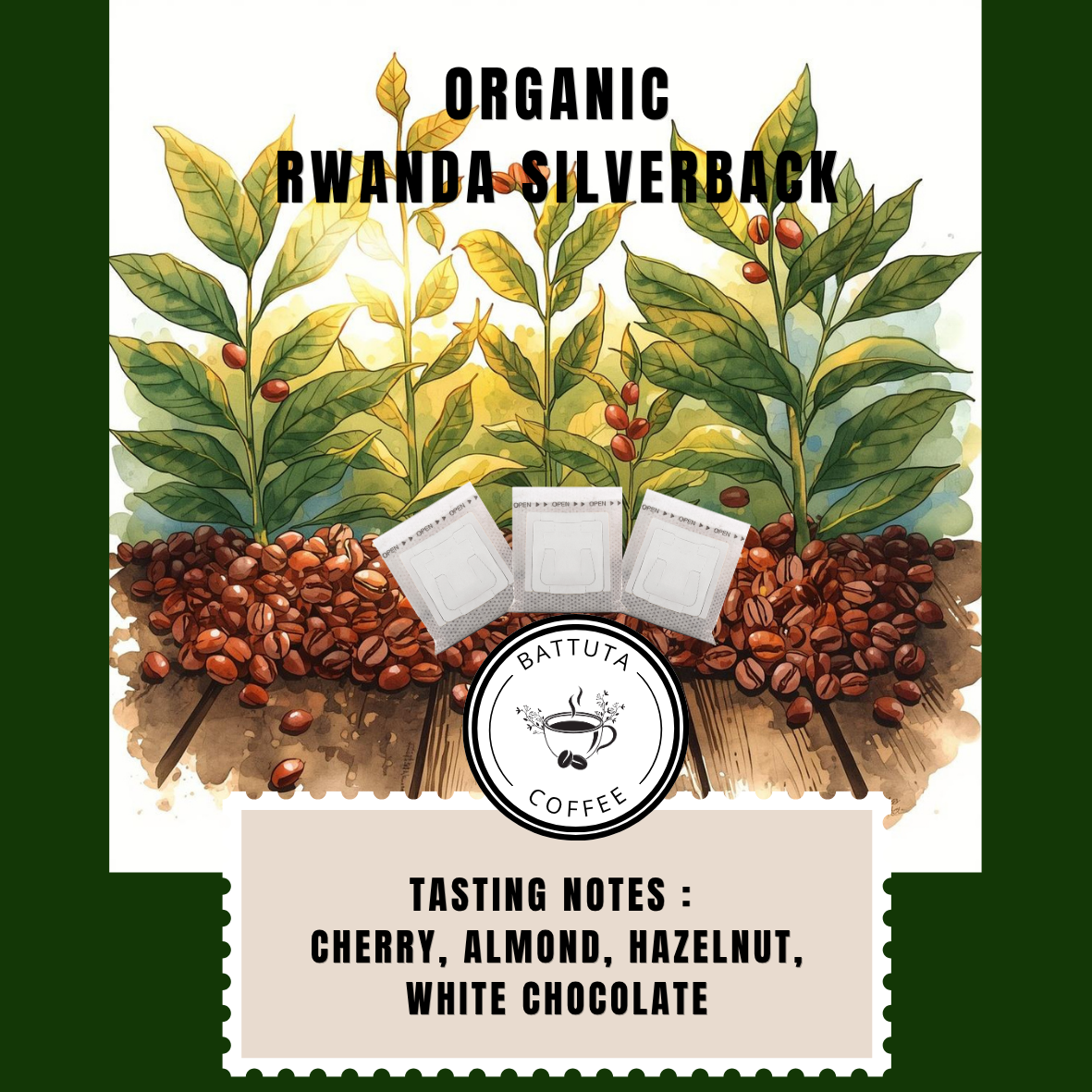 [Battuta Coffee] Organic Rwanda Silverback Coffee - 100% Arabica